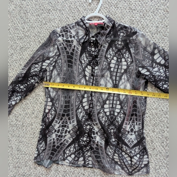 Catherine Malandrino Women's (8) Very Sheer/See-Through Button-Down Blouse/Top - Picture 8 of 11